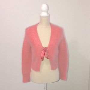 Banana Republic Pink Tie Front Angora Sweater